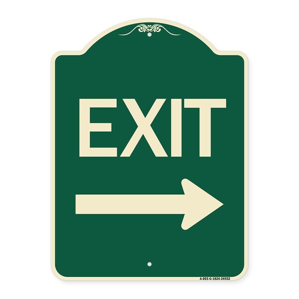 Exit with Right Arrow Heavy-Gauge Aluminum Architectural Sign, 24" H, 18" L, G-1824-24552